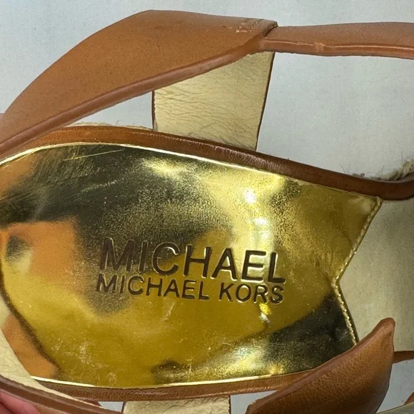 Michael Kors Tan Strappy Wedge Sandals - Picture 5 of 7